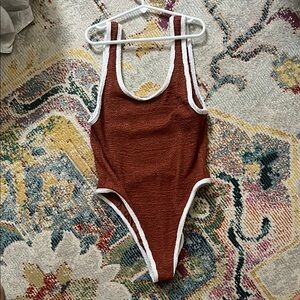 Rust Textured One Piece Swimsuit